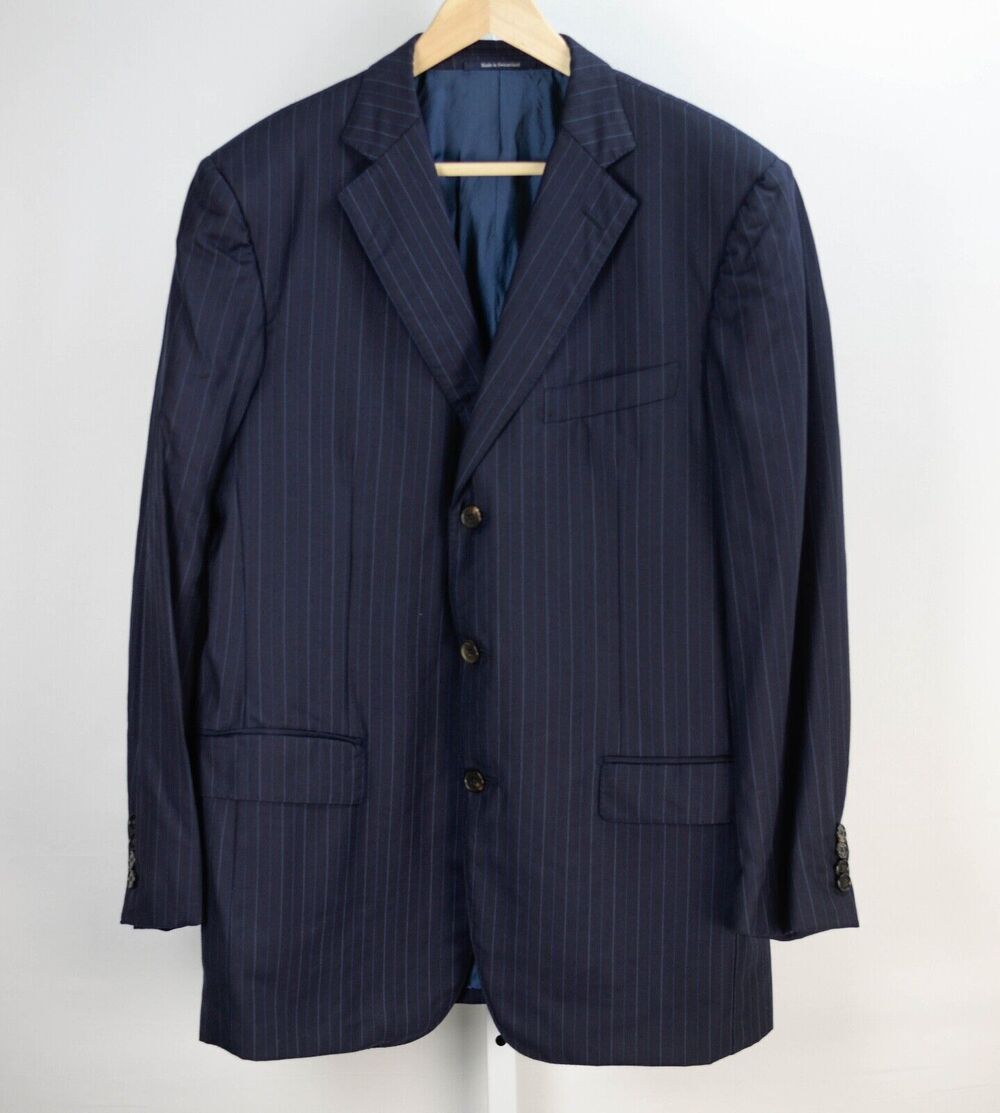 ERMENEGILDO ZEGNA Fit Rom 15 Milmil 15 Navy Blue Pinstripe 3 Btn Blazer Sz 42R